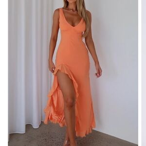 Elegant Orange Sleeveless Dress
